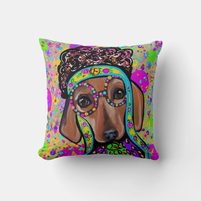 RED DACHSHUND        THROW PILLOW (Front)