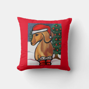 Red Dachshund Throw Pillow