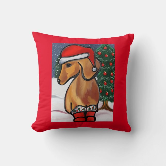 Red Dachshund     Throw Pillow (Front)