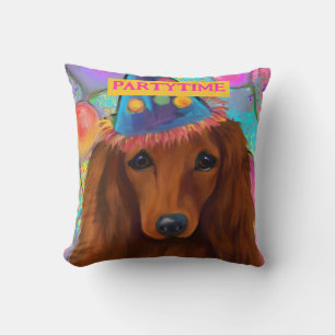 RED DACHSHUND            THROW PILLOW