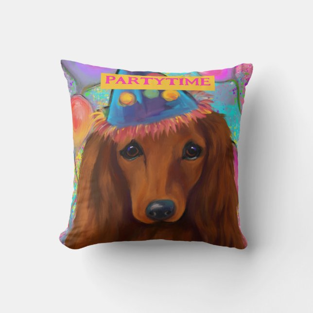RED DACHSHUND            THROW PILLOW (Front)