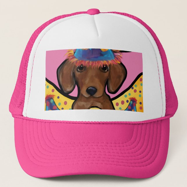 RED DACHSHUND TRUCKER HAT (Front)