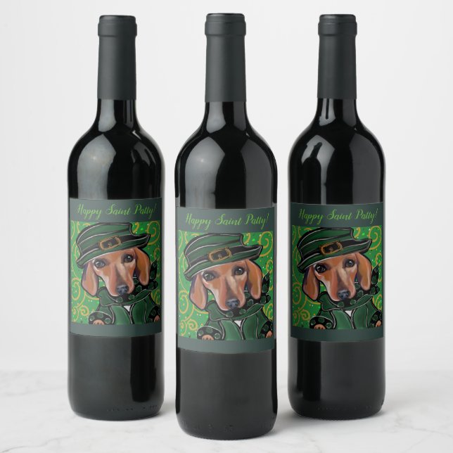 RED DACHSHUND      WINE LABEL (Bottles)
