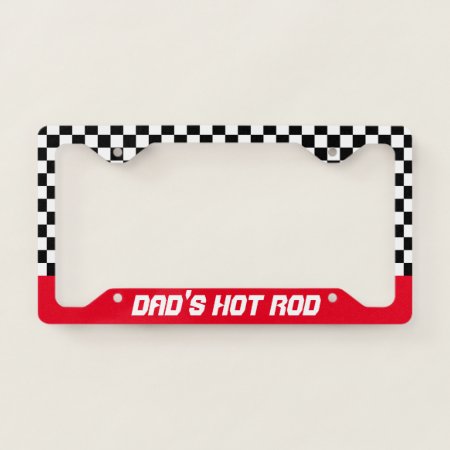 Red Dad's Hot Rod License Plate Frame Gift