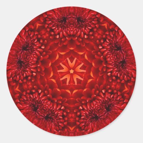 RED DAHLIA Abstract Floral Classic Round Sticker
