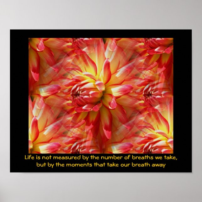 Red Dahlia Attitude Inspirational Quote Poster (Front)