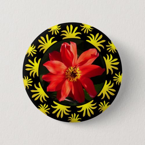 Red Dahlia Bishop of Llandaff _ Bling Button