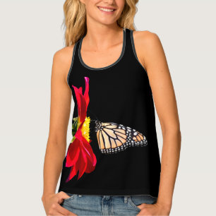 Red Dahlia Black All-Over-Print Tank T-shirt Top