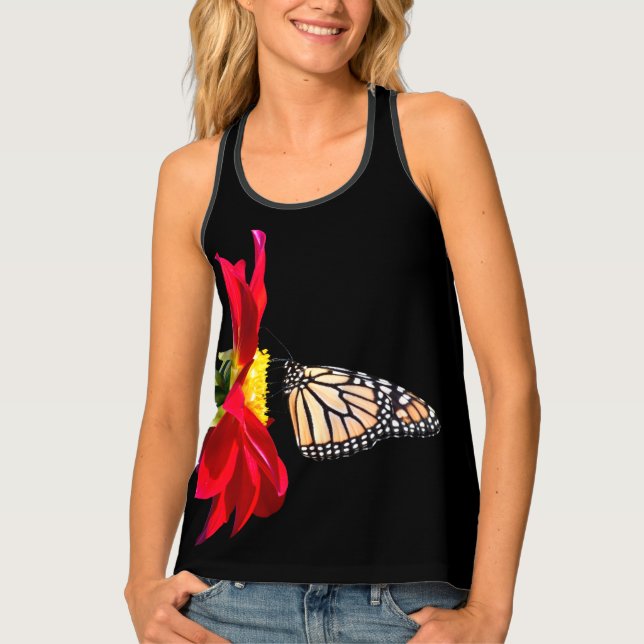 Red Dahlia Black All-Over-Print Tank T-shirt Top (Front)
