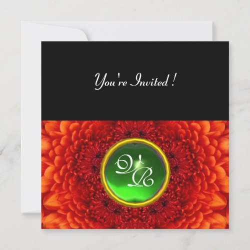 RED DAHLIAEMERALDbright green black yellow Invitation