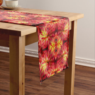 Red Dahlia Flower Abstract Nature Pattern     Short Table Runner