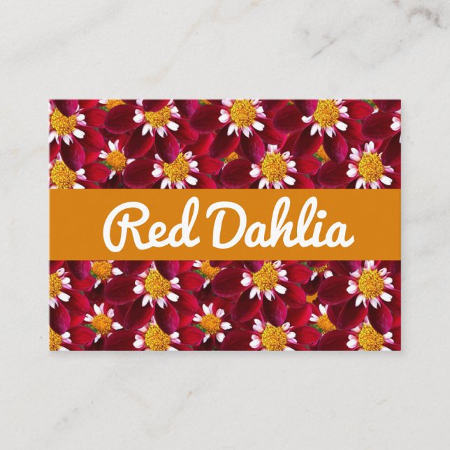 Red Dahlia Flower Floral Business Card (Front)