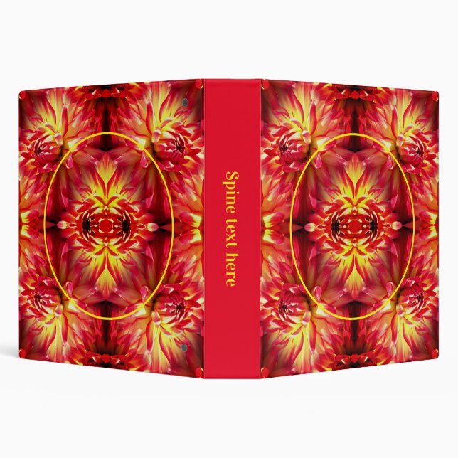 Red Dahlia Flower Frame Create Your Own Photo 3 Ring Binder (Background)