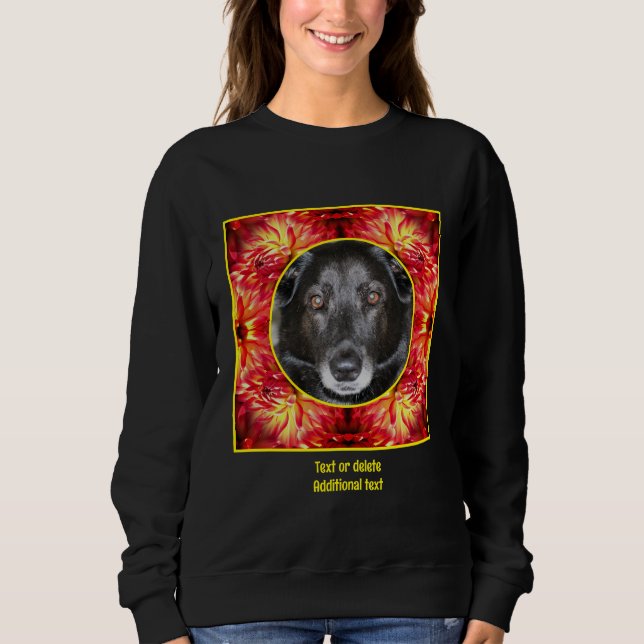 Red Dahlia Flower Frame Create Your Own Photo Sweatshirt (Front)
