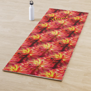 Red Dahlia Flower Nature Personalized Yoga Mat