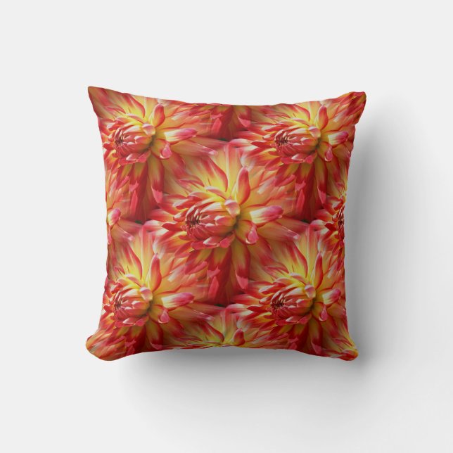Red Dahlia Flower Pattern Nature Throw Pillow (Front)