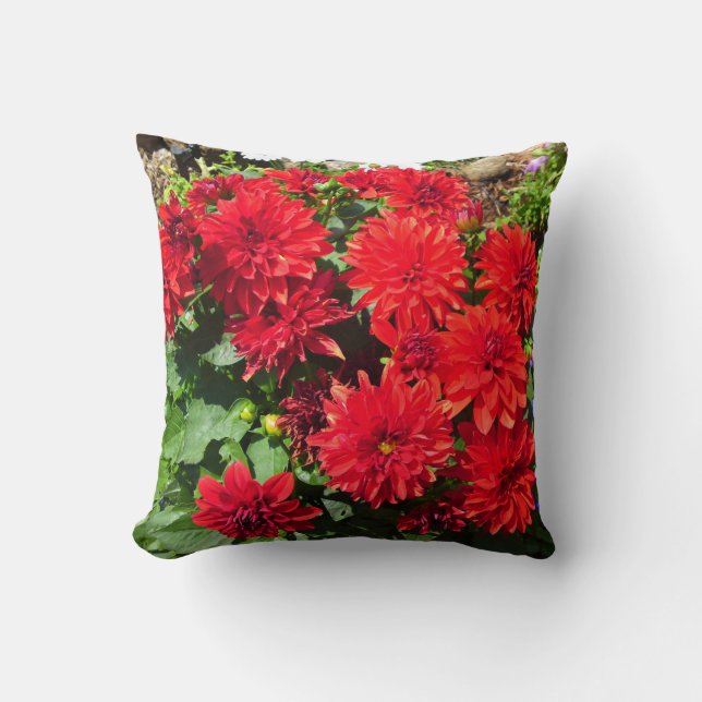 Red Dahlia Flower Pillow