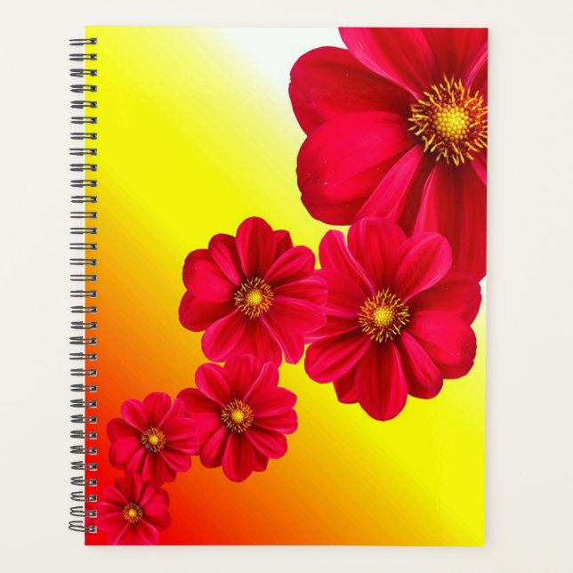 Red Dahlia Flower Planner (Front)