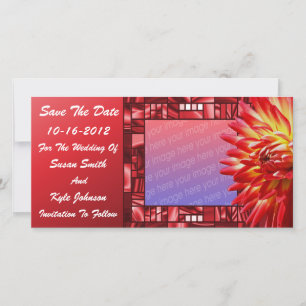 Red Dahlia Flower Wedding Photo Save The Date