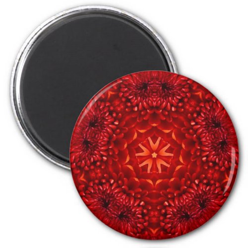 RED DAHLIA FLOWERS Abstract Floral Magnet