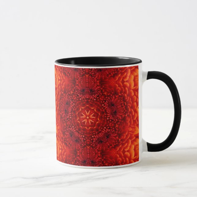 RED DAHLIA FLOWERS Abstract Floral Mug (Right)
