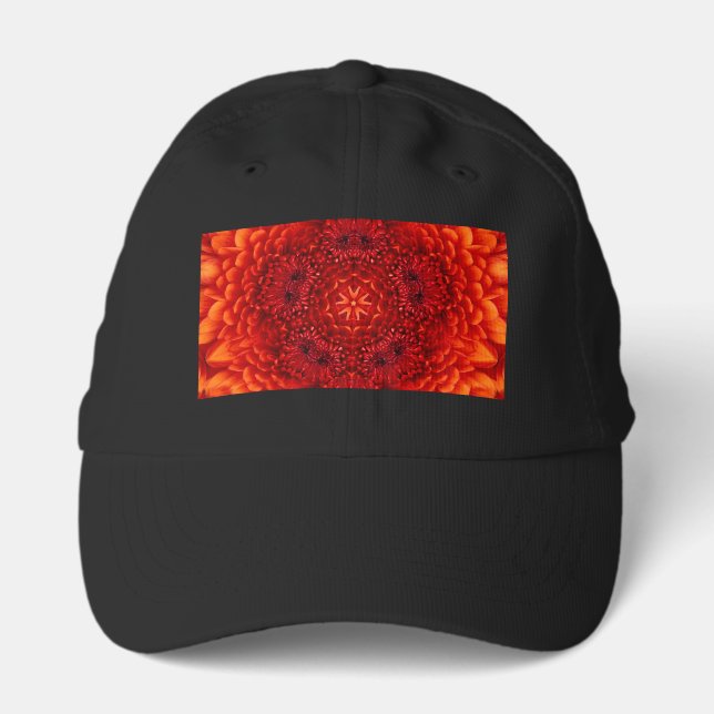 RED DAHLIA FLOWERS Abstract Floral Performance Cap (Front)