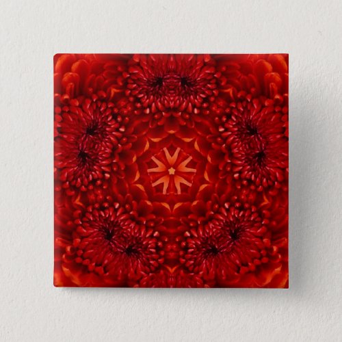 RED DAHLIA FLOWERS Abstract Floral Pinback Button