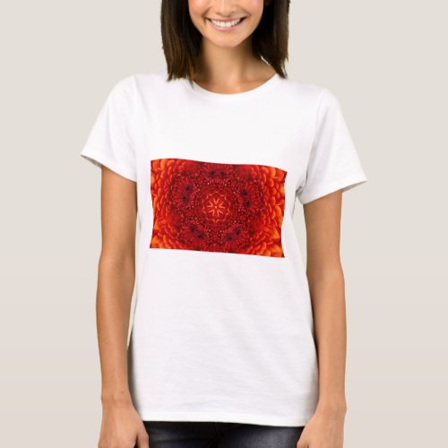 RED DAHLIA FLOWERS Abstract Floral T_Shirt