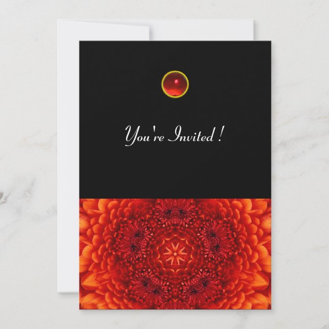 RED DAHLIA, RUBY,   bright  black Invitation (Front)