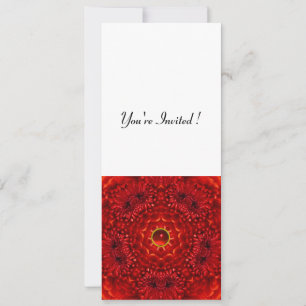 RED DAHLIA, RUBY, bright black white Invitation
