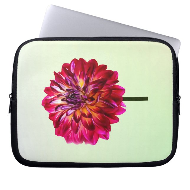 Red Dahlia Tinted With Yellow Laptop Sleeve (Front)