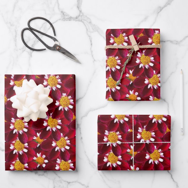 Red Dahlia  Wrapping Paper Sheets (Front)