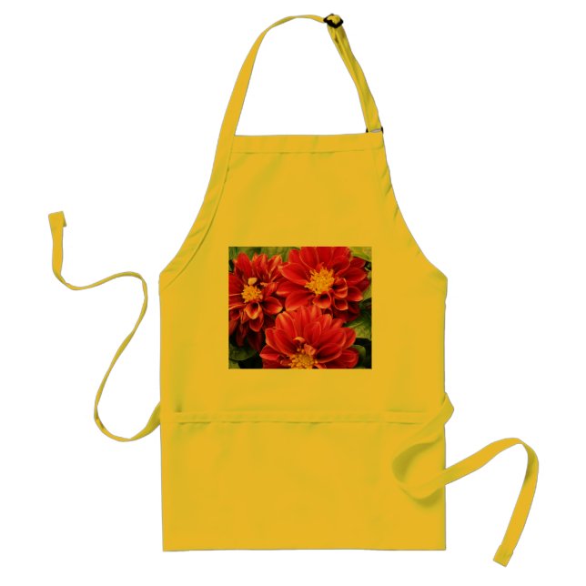 Red Dahlias Adult Apron (Front)