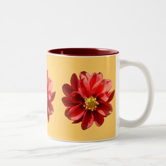 Red Dahlias Two-Tone Coffee Mug (Right)