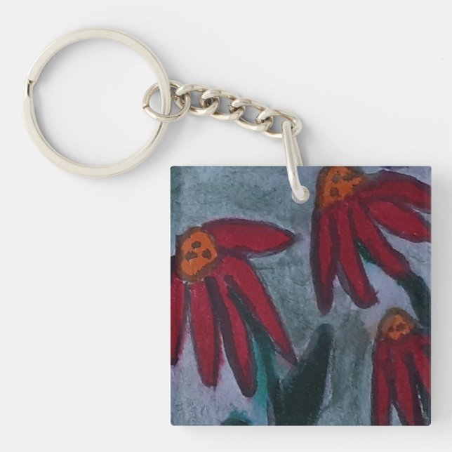 Red Daisies Acrylic Keychain (Front)