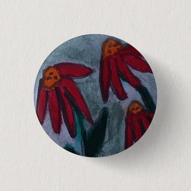 Red Daisies  Button (Front)