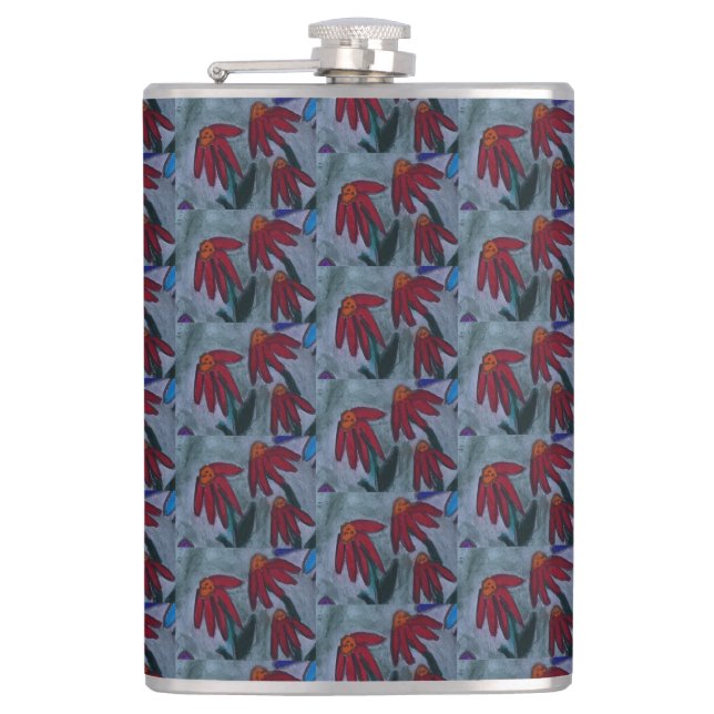 Red Daisies Flask (Front)