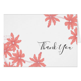 Red Daisies on White Thank You Cards