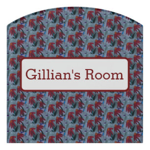 Red Daisies Personalized Door Sign