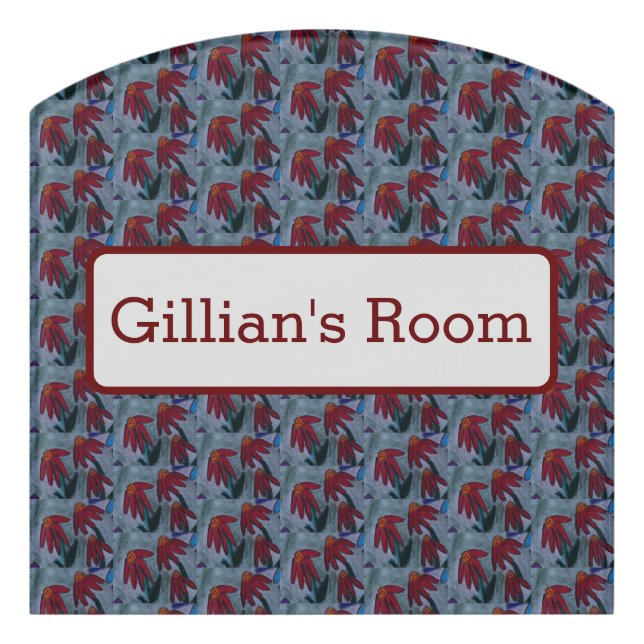 Red Daisies Personalized Door Sign (Contour Front)