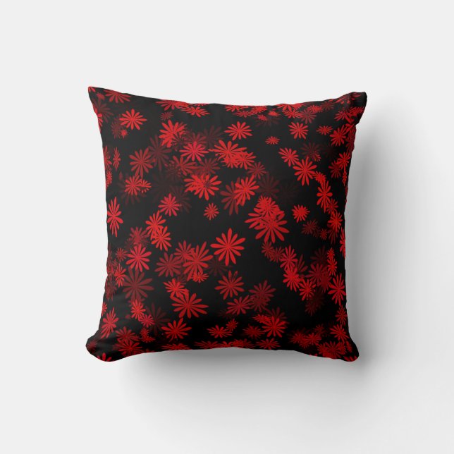 Red Daisies Throw Pillow (Front)