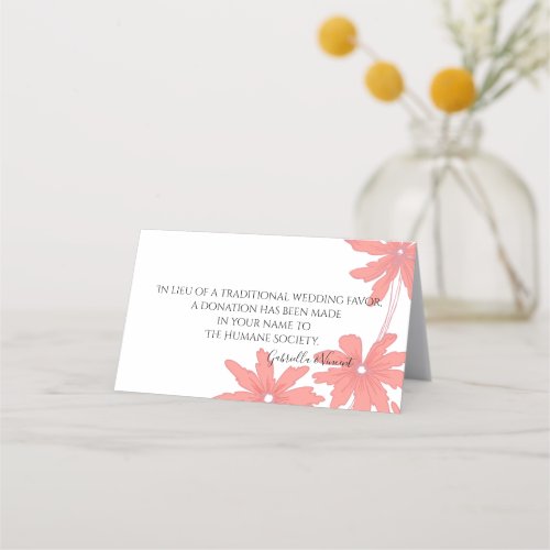 Red Daisies Wedding Charity Favor  Place Card