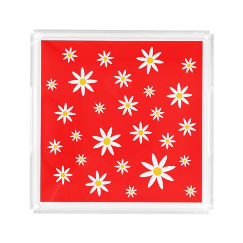 Red Daisy Acrylic Tray