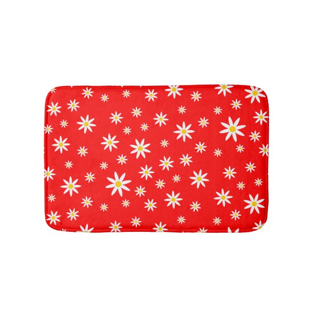 Red Daisy Bath Mat (Front)