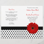 Red Daisy Black White Polka Dot Wedding Program<br><div class="desc">The text on this retro, chic black and white polka dot red gerbera daisy wedding program is fully customizable. The program is intended to be folded down the middle when you receive it. To change the text, use the personalize options. Once your text is finalized, if you need to move...</div>