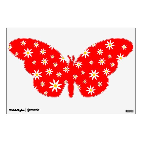 Red Daisy Butterfly Wall Decal