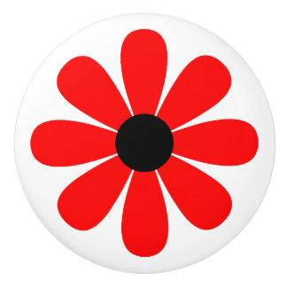 Red Daisy Ceramic Knob