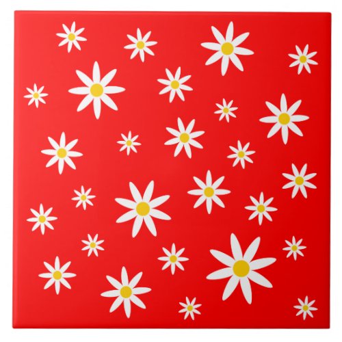 Red Daisy Ceramic Tile