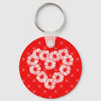Red Daisy Chain Heart Keychain