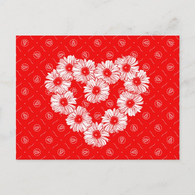 Red Daisy Chain Heart Postcard (Front)